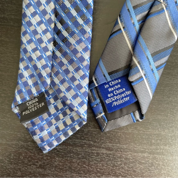 Set of 2 Neckties + Tie Clip | Blue + Gray/Silver | Apt 9 + Bespoke - Picture 6 of 9